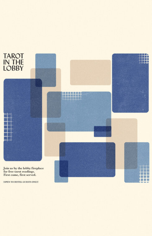 Brochure: 'Tarot In The Lobby' with enticing design and informative text content.