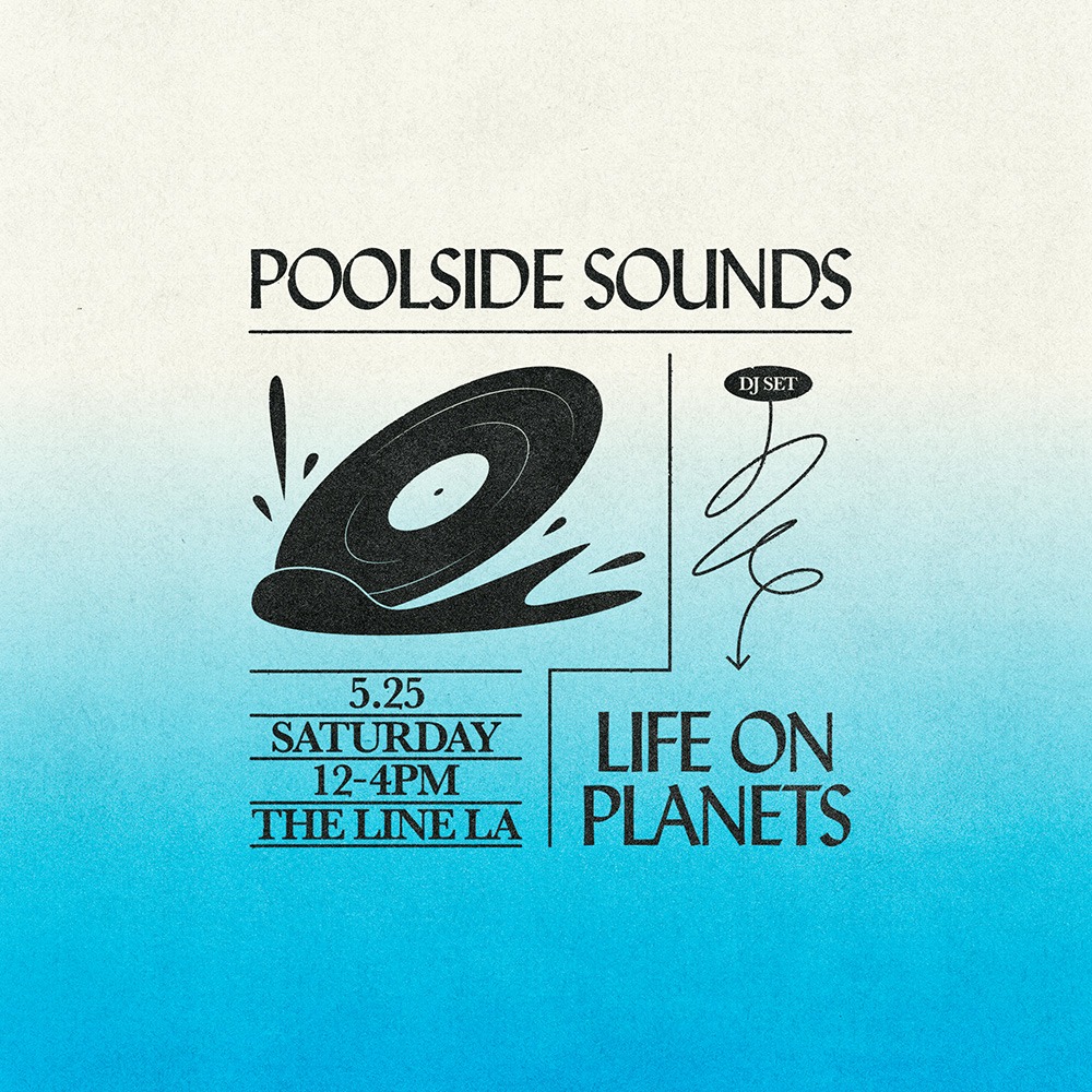 The brochure highlights "POOLSIDE SOUNDS" along with its schedule of events.