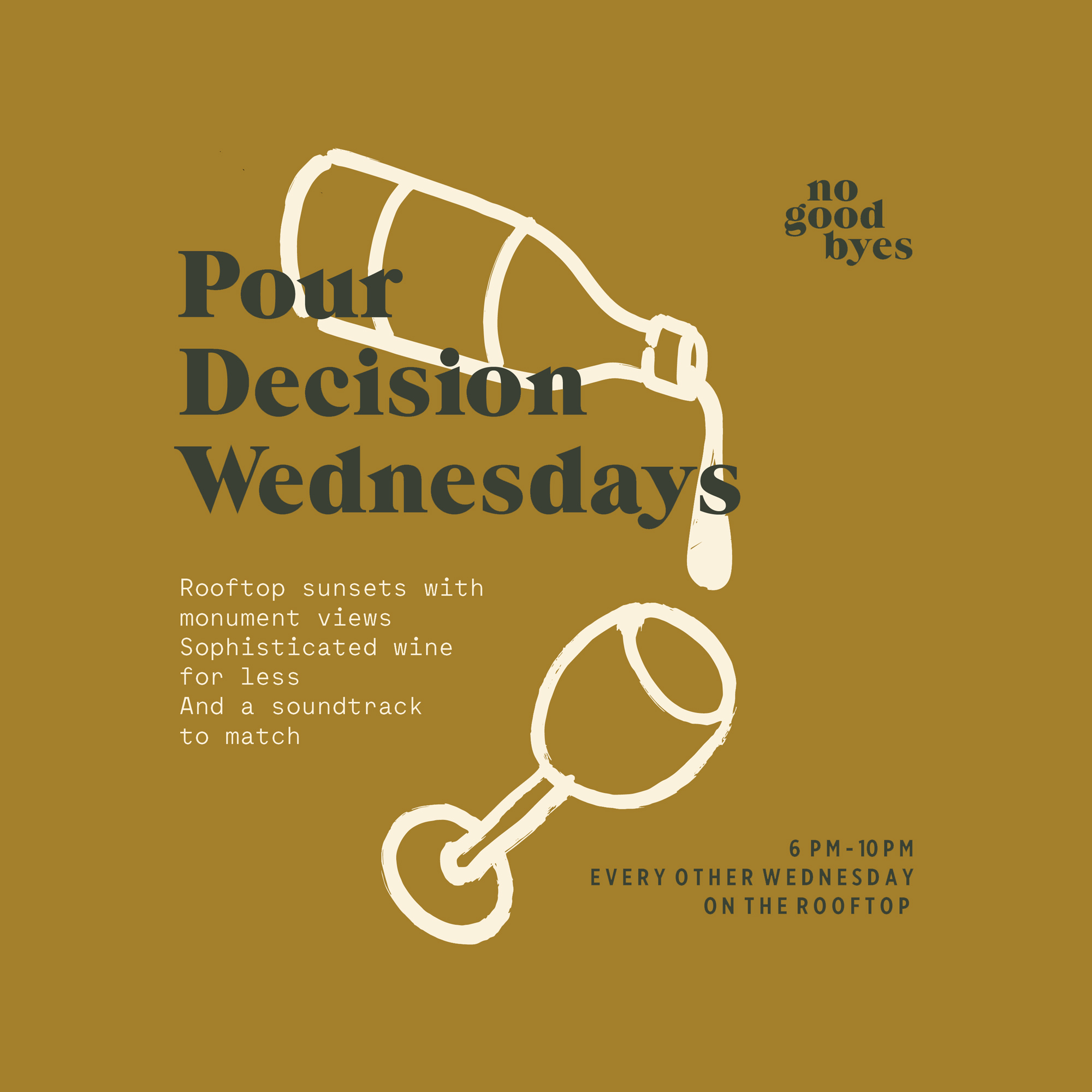 The brochure presents "Pour Decision Wednesdays" with informative text and schedule details.