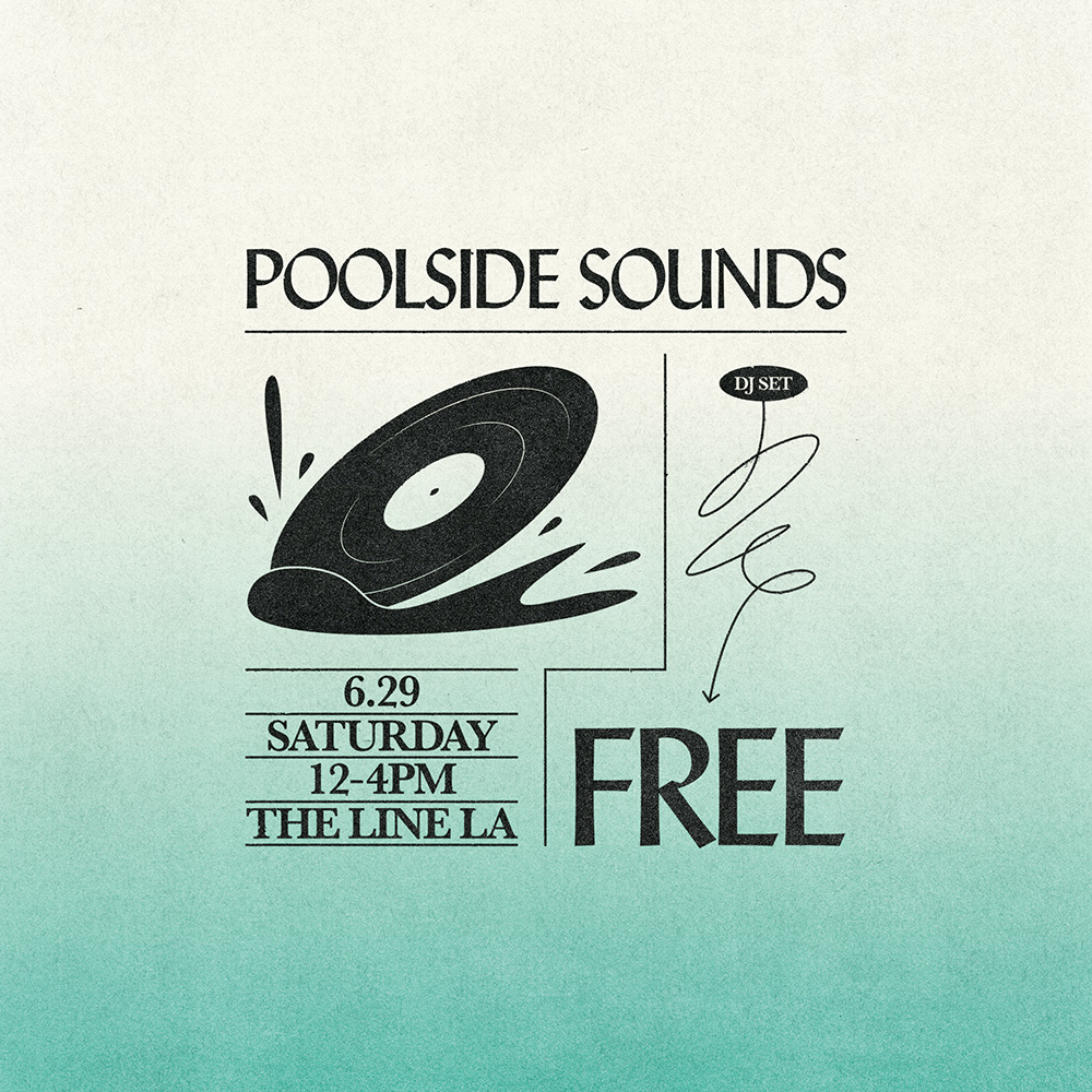 The brochure showcases "POOLSIDE SOUNDS" with its accompanying schedule of events.