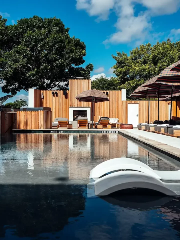 Pool with pool chair and sunshade