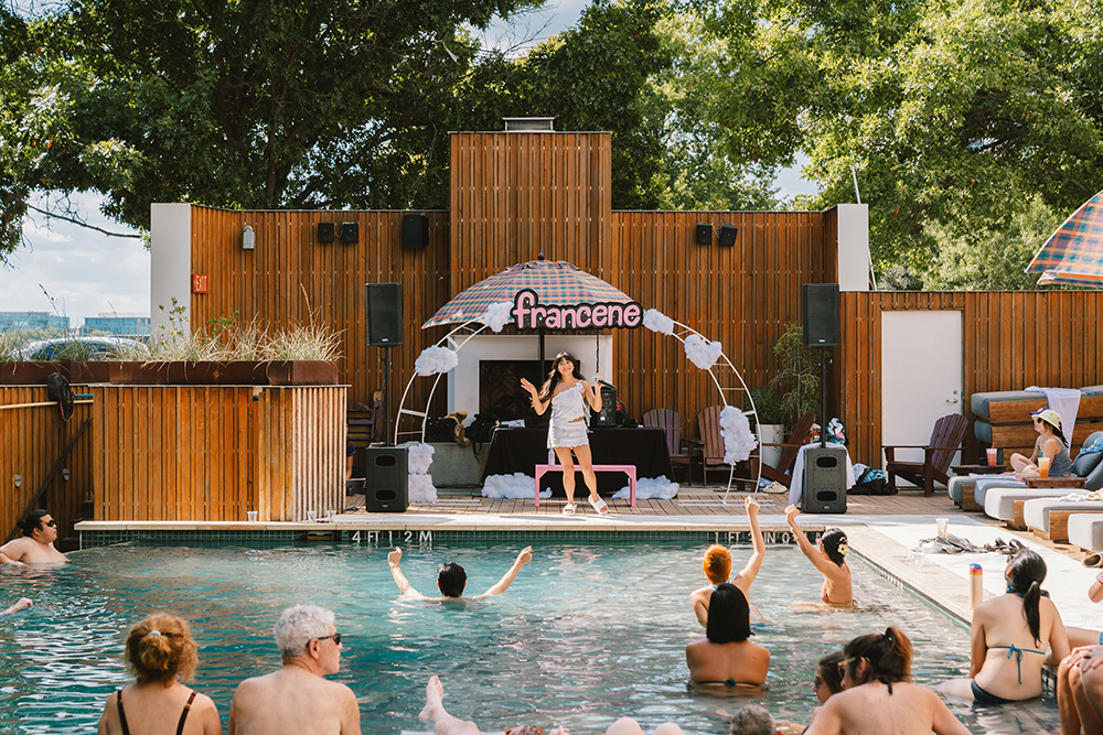 francene performing by the LINE Austin pool