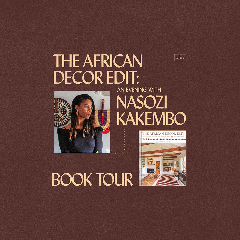 A brown poster to The African Decor Edit: An Evening with Nasozi Kakembo at the LINE DC