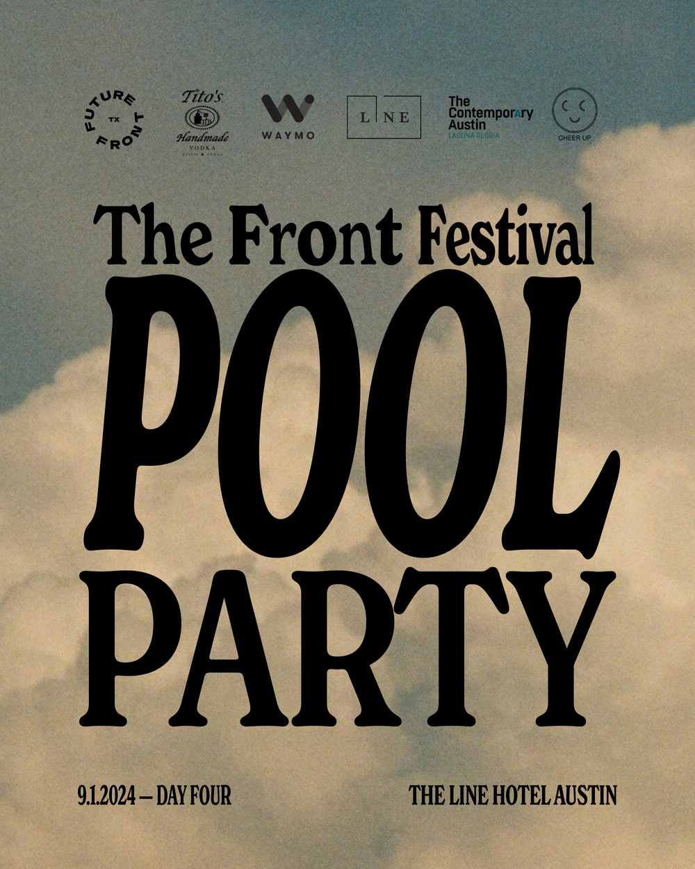 A poster to The Front Festival Pool Party