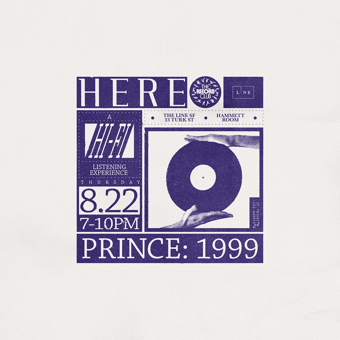 a poster to HERE: The Record Club Prince 1999 on August 22 at the LINE SF